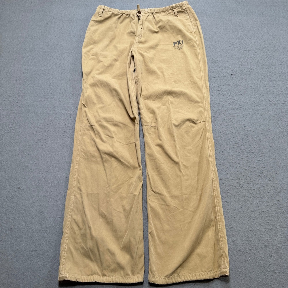Y2K G1 Basic Goods Pants Men's 32 Tan Khaki Wide Leg Baggy Fit Utility Workwear